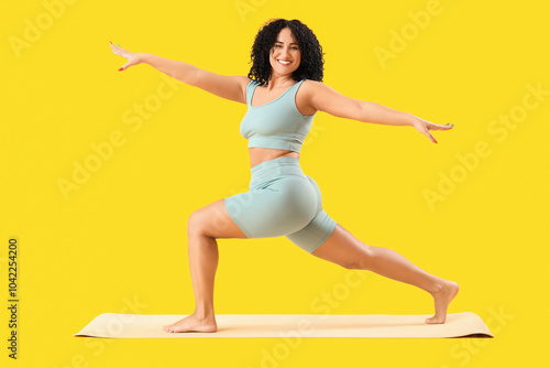 Sporty adult woman practici...