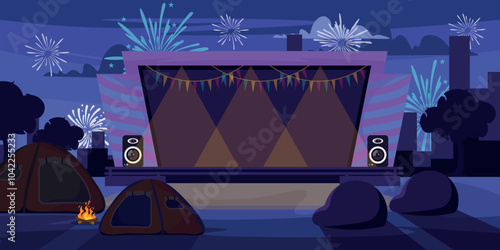 Φωτογραφία Vector illustration of a stage for an outdoor concert