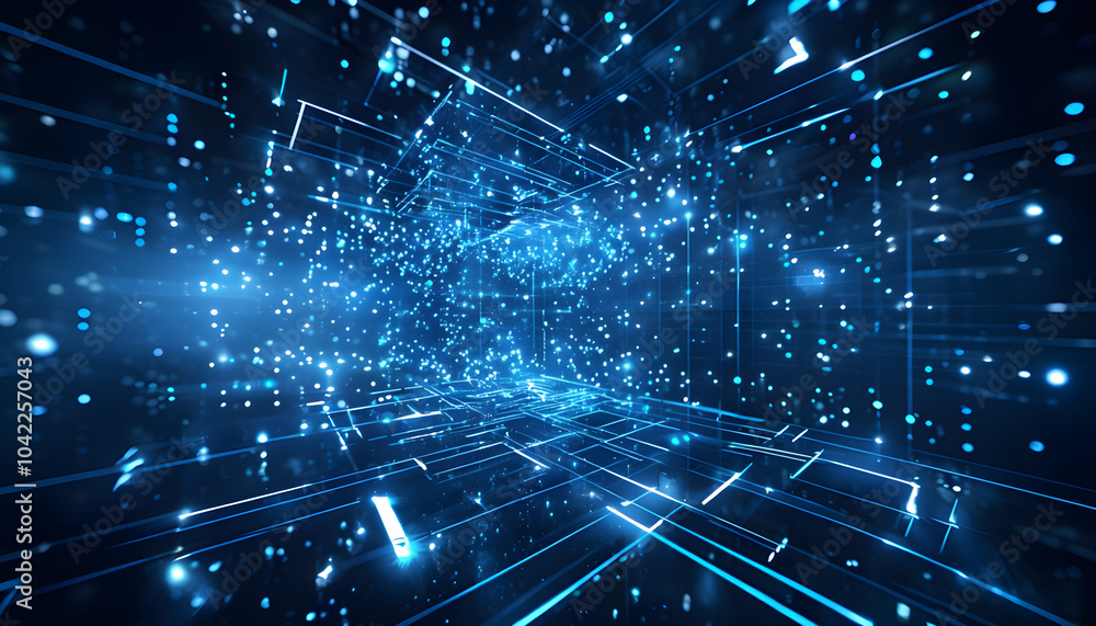 Digital background. Futuristic digital data stream in blue glowing cyberspace Digital background. Futuristic digital data stream in blue glowing cyberspace