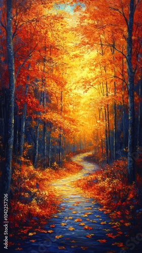 Autumn Forest Path Illustration