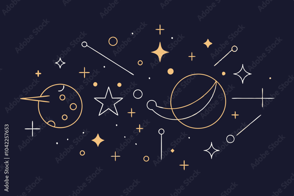 Obraz premium Captivating Celestial Line Art Designs