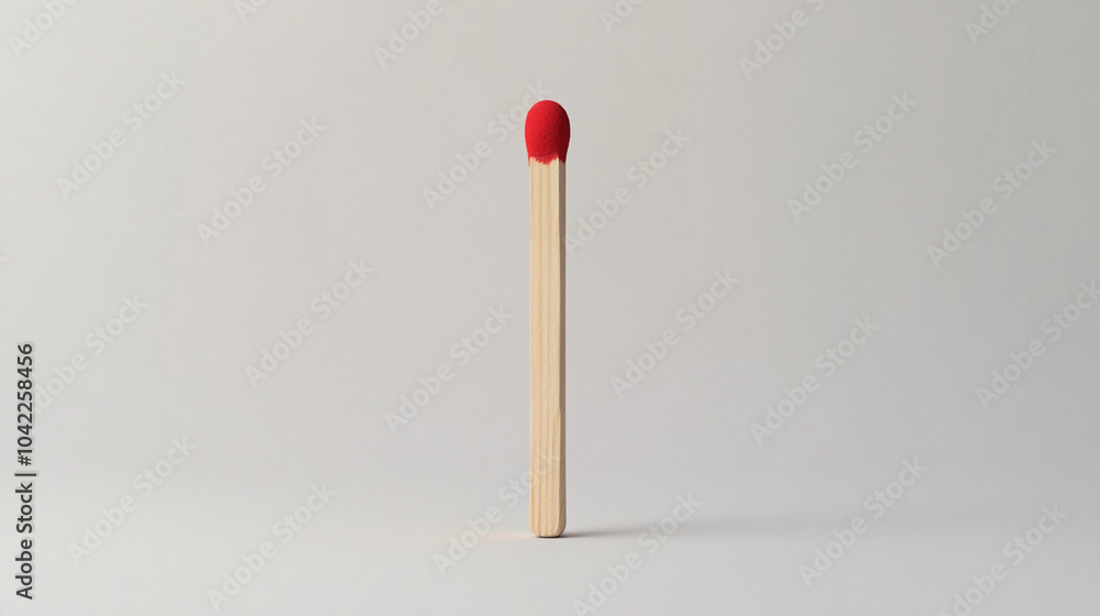 Single Red Matchstick Isolated on White Background Single Red Matchstick Isolated on White Background