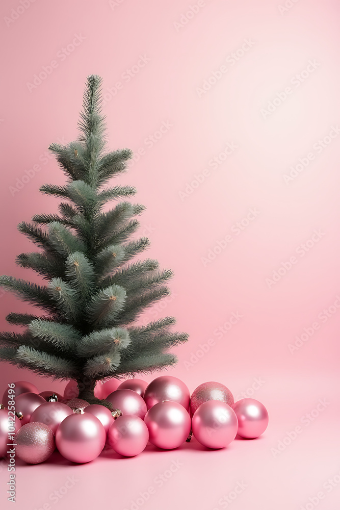 fir tree pink balls create festive soft pastel christmas background fir tree pink balls create festive soft pastel christmas background
