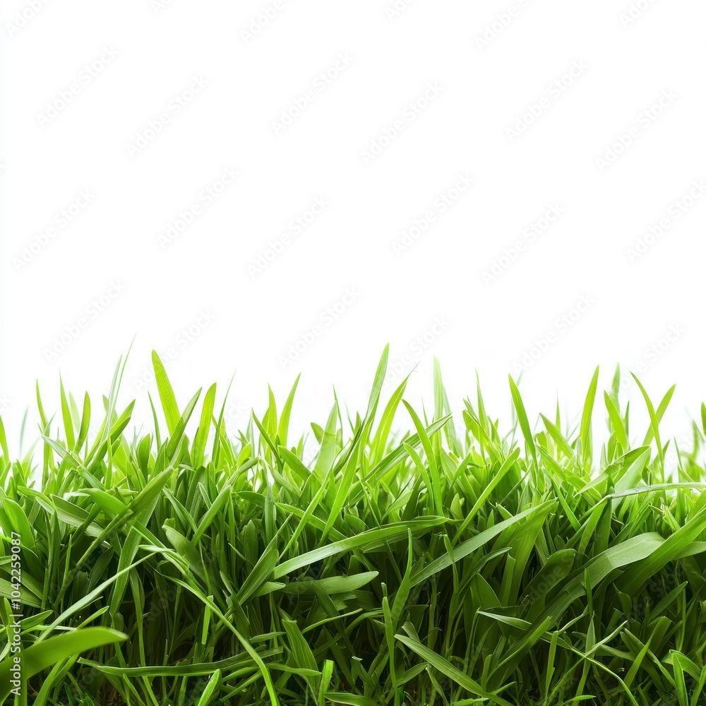 Fototapeta premium Green grass border on white background