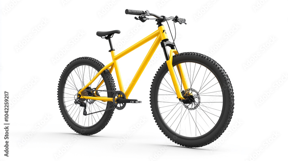 Yellow Mountain Bike Isolated on White Background Sport Bicycle Cycling Outdoor Tran Yellow Mountain Bike Isolated on White Background Sport Bicycle Cycling Outdoor Tran