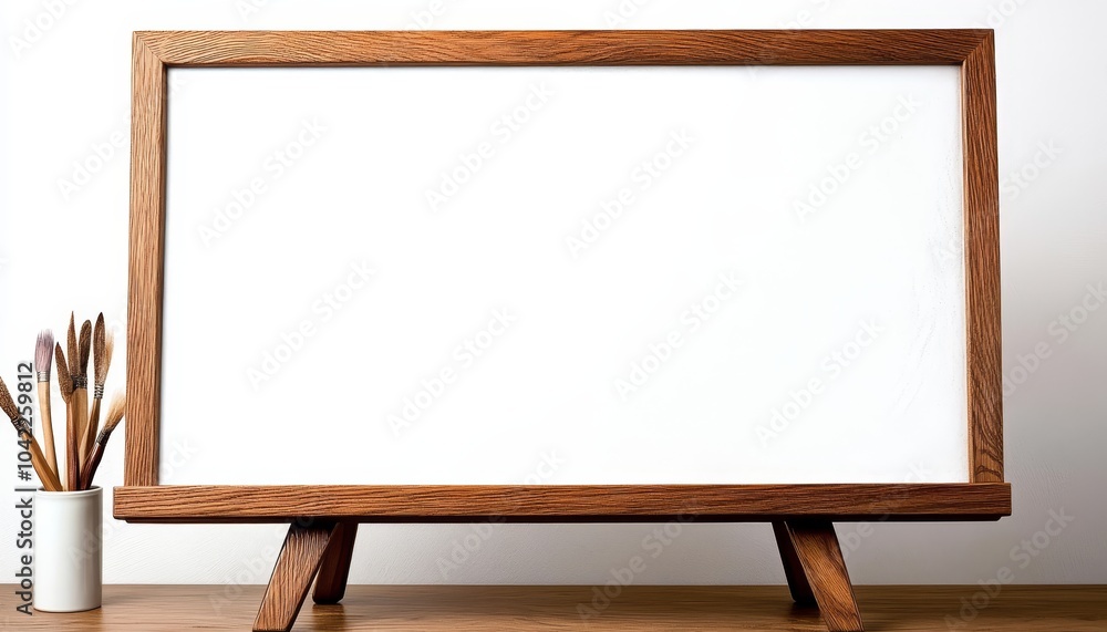 Blank Canvas on Wooden Easel, White Background, Wooden Frame, Art Supplies, Mockup, Artist, Frame Blank Canvas on Wooden Easel, White Background, Wooden Frame, Art Supplies, Mockup, Artist, Frame