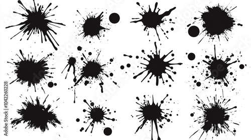 Black Ink Splatter Collection   Artistic Design Elements