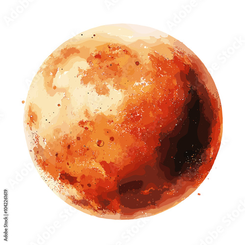  Red Planet Mars Watercolor Clipart isolated on transparent background vector photo