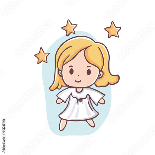 Christmas Angel with Halo and Wings. Charming vector of a Christmas angel with wings and halo, perfect for festive holiday designs