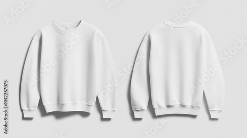 Blank White Crewneck Sweatshirt Mockup Front and Back View