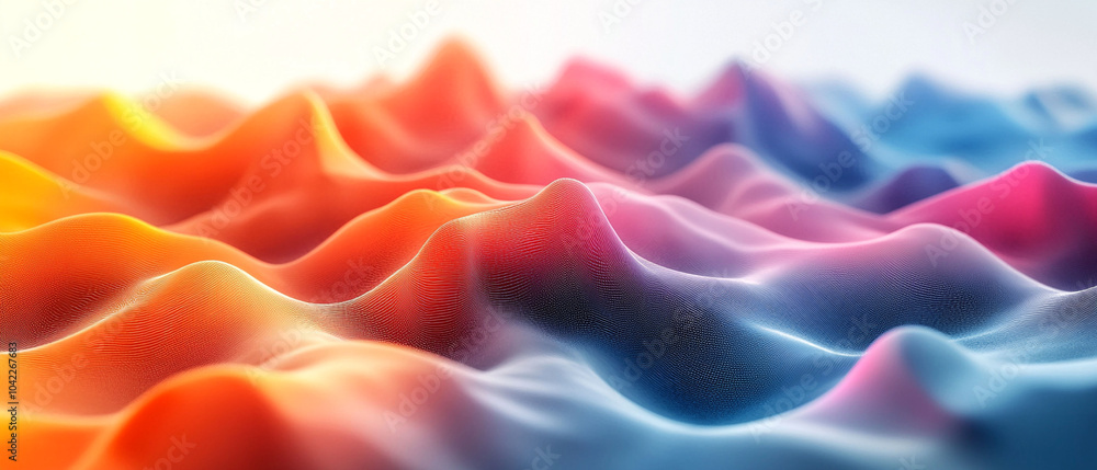 Fototapeta premium Abstract colorful line waves on light background, 3d render, Background wallpaper design