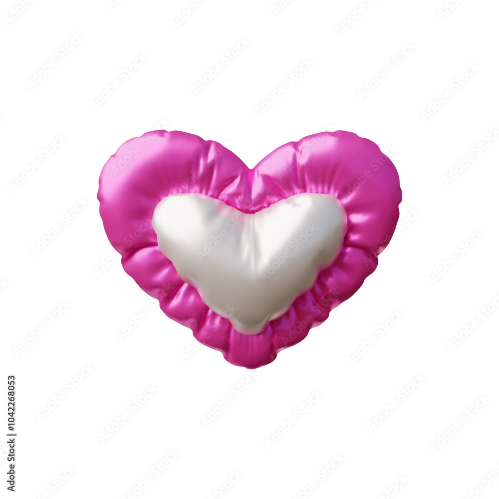 3D Vector illustration of an inflated heart shape in pink and white. Balloon. 3D Vector illustration of an inflated heart shape in pink and white. Balloon.