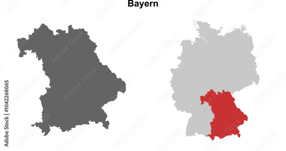 Fototapeta premium Bayern state blank outline map set