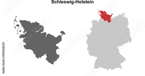 Schleswig-Holstein state blank outline map set