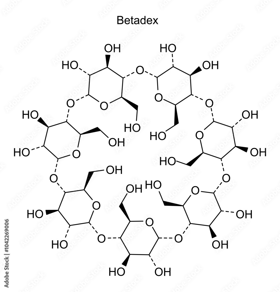 Chemical structure of betadex, drug substance Chemical structure of betadex, drug substance
