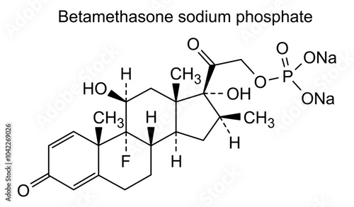 Chemical structure of betamethasone sodium phosphate, drug substance