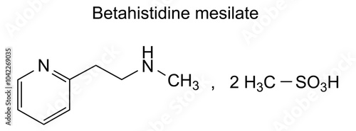 Chemical structure of betahistine mesilate, drug substance photo