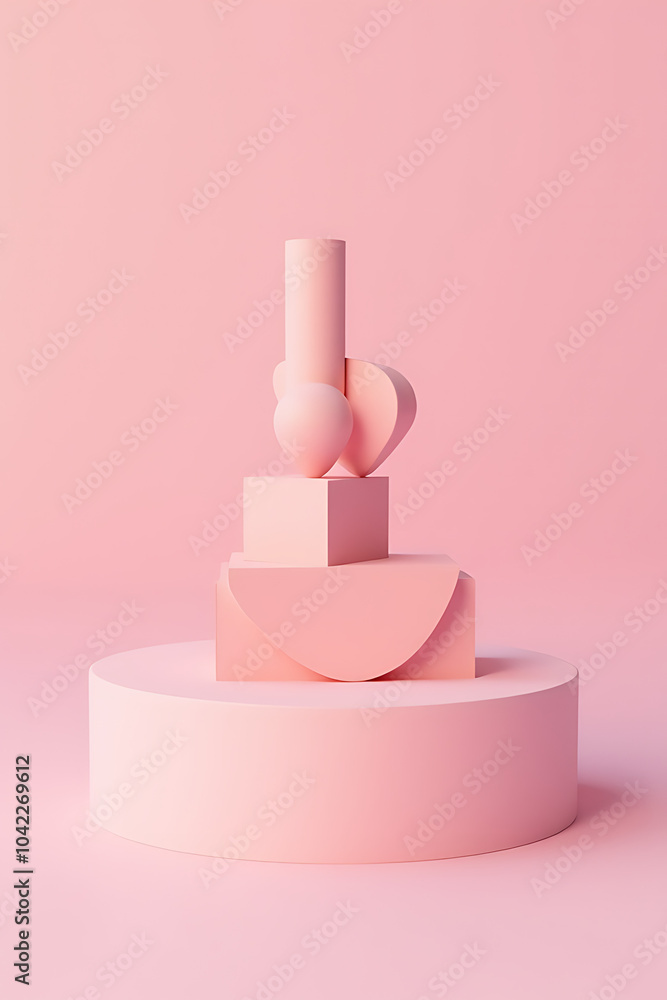 rendering scene abstract geometry pink pastel display podium rendering scene abstract geometry pink pastel display podium