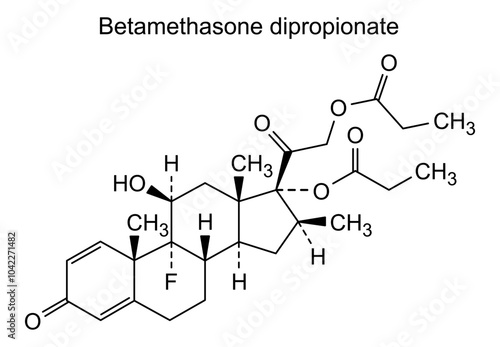 Chemical structure of betamethasone dipropionate, drug substance photo