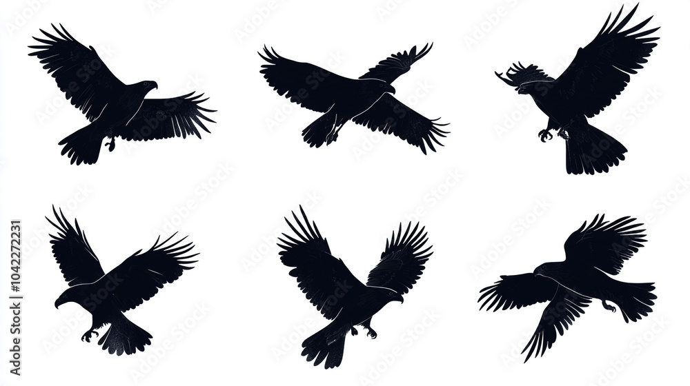 Eagle Silhouette Collection Flying Bird Clipart for Design Eagle Silhouette Collection Flying Bird Clipart for Design