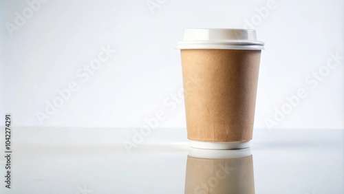 Reflection of a coffee paper cup on a white background