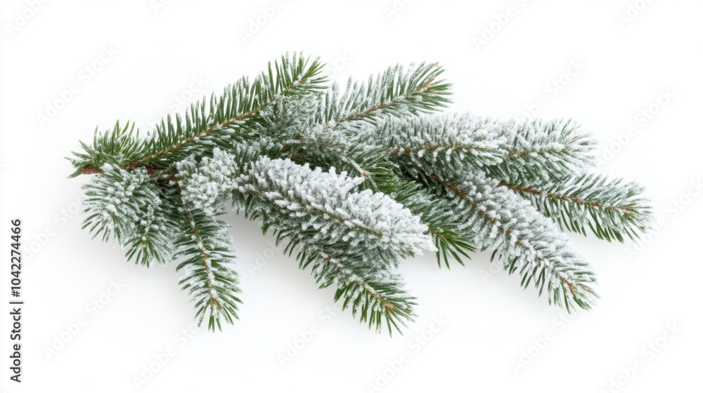 Snow-dusted christmas fir branch for festive decor and design Snow-dusted christmas fir branch for festive decor and design