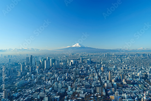 Canvas Print City with a mountain in the background