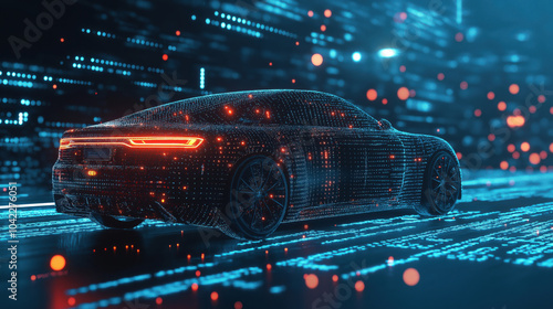 Futuristic Digital Car Driving in a Data-Driven Virtual World with Abstract Light Trails and Technology Interface Elements