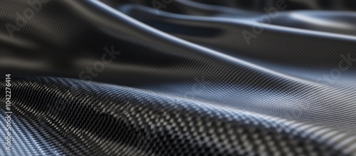 Abstract background of black carbon fiber weave with soft waves and a subtle sheen.