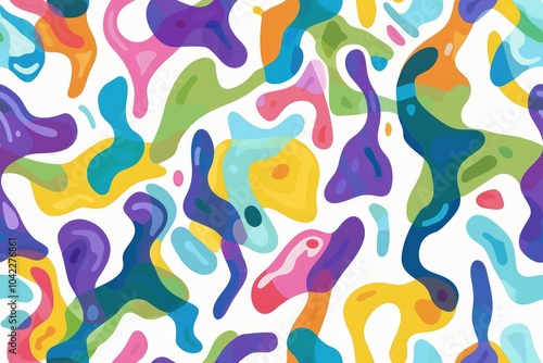 Colorful abstract shapes in a fluid pattern. Background image of colorful liquid pattern with white background. Modern design for backgrounds and creative graphics. Contemporary artwork. AIG51.