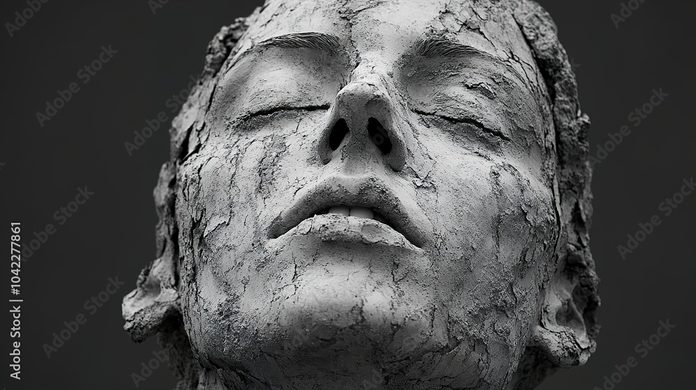 Close-Up of a Clay Sculpture of a Human Face Close-Up of a Clay Sculpture of a Human Face