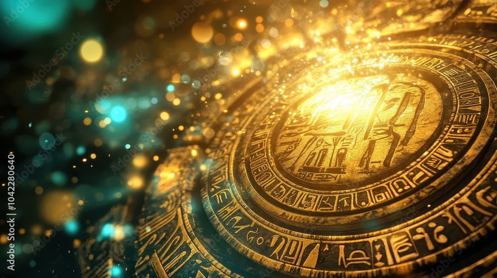 Futuristic hieroglyphs glow softly in a stone-like texture with swirling lights and turquoise-gold hues Futuristic hieroglyphs glow softly in a stone-like texture with swirling lights and turquoise-gold hues