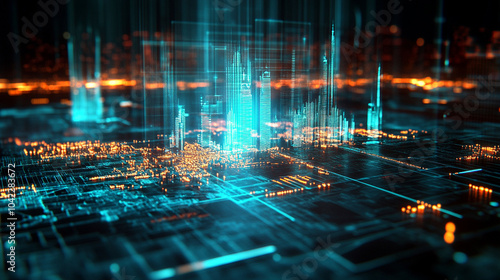 Wallpaper Mural high-tech background with dynamic masterpiece of geospatial data Torontodigital.ca