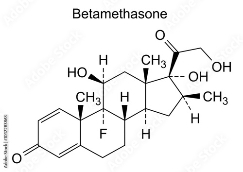 Chemical structure of betamethasone, drug substance