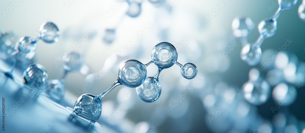Abstract image of a water molecule with its atoms connected by bonds, a stylized depiction of a water molecule's atomic structure. Abstract image of a water molecule with its atoms connected by bonds, a stylized depiction of a water molecule's atomic structure.
