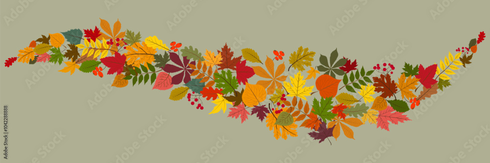 Fototapeta premium Yellow Leaves Vector Transparent Background. Beautiful Foliage Illustration. Golden Realistic Floral Template. Tree Design.