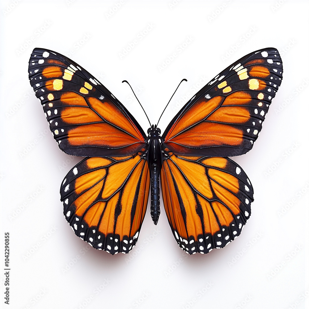 Top view of a monarch butterfly with vibrant orange wings Top view of a monarch butterfly with vibrant orange wings