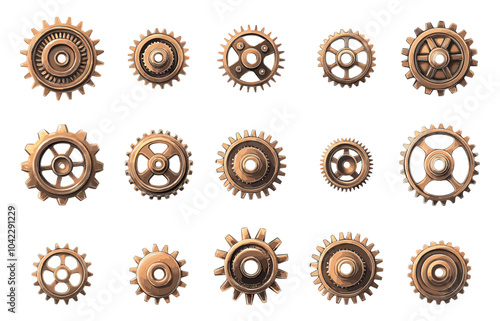 Old Metal Gears Vintage Cogwheels Icons Set Featuring A Variety Of Intricate Designs Steampunk Designs Industrial Themes And Graphic Illustrations Mechanical