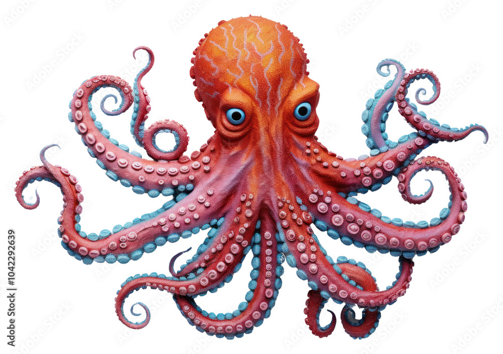 Obraz premium PNG Cute octopus in embroidery style animal invertebrate cephalopod.