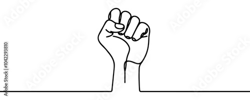 Fist up continuous line drawing design. Sign or symbol of hand gestures. One line draw of hand drawn style art doodle isolated on white background for family concept