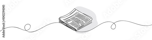 One line drawing of a stack of news newspapers. Vector illustration