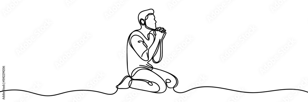 continuous line drawing of a man praying continuous line drawing of a man praying