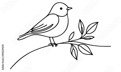 Bird on a branch. Continuous one line drawing