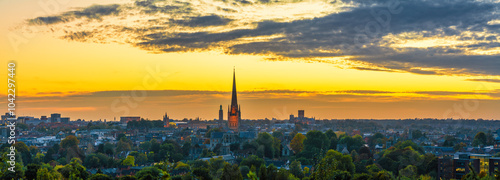 Norwich City sunset panoramic summer evening photo