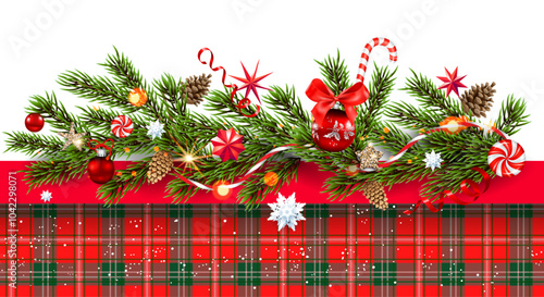 Red tartan banner.eps