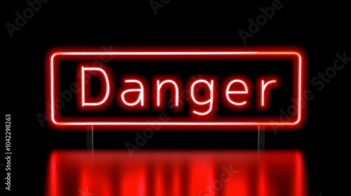 danger neon sign on black background