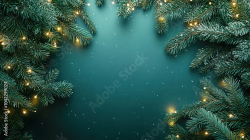 Wallpaper Mural Elegant minimalistic Christmas background featuring spruce branches and soft fairy lights Torontodigital.ca