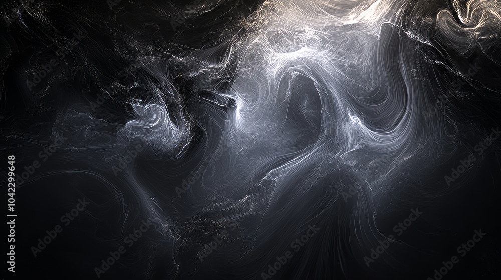 Obraz premium Abstract black background. Featuring a cascade of radiant, fluid light ribbons with smooth gradients. Showcasing a graceful and modern effect. Ideal for artistic and digital projects