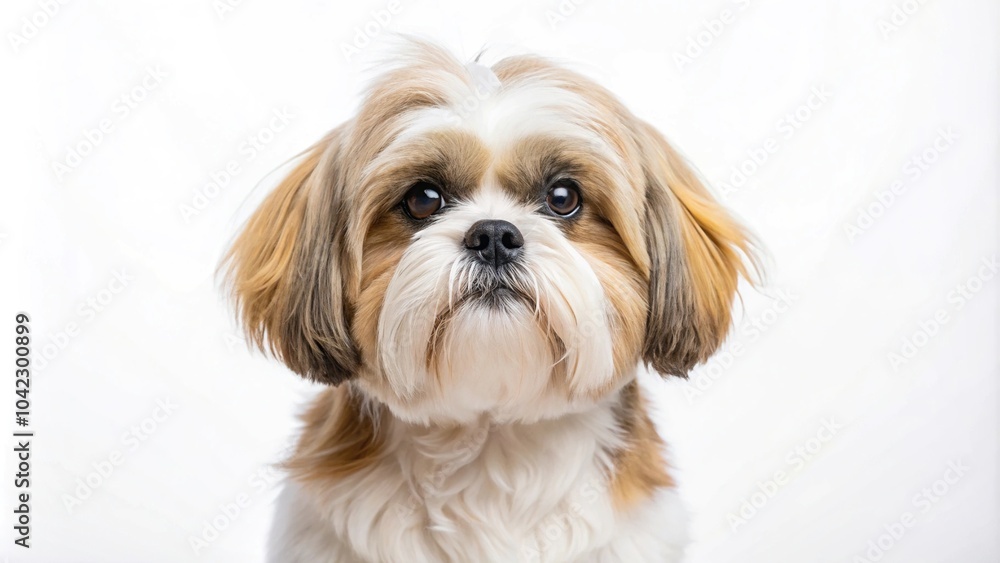 Cute shih tzu dog in full body medium shot on white background Cute shih tzu dog in full body medium shot on white background