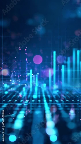 abstract blue background with 3d graphs, data visualisation, global business finances and digital interface concept	